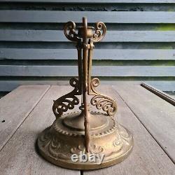 Original Victorian Art Nouveau Solid Brass Oil Lamp Base 11 Inches Heavy 23mm