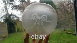 Original Victorian Art Nouveau crystal etched Glass Oil Lamp ball globe Shade 4