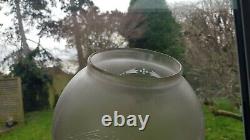 Original Victorian Art Nouveau crystal etched Glass Oil Lamp ball globe Shade 4