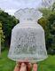 Original Victorian Beehive Tulip Glass Oil Lamp Shade Acid Etched Duplex 4 Inch