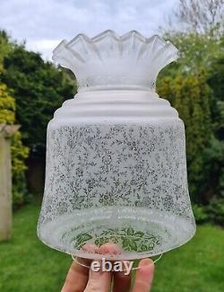 Original Victorian Beehive Tulip Glass Oil Lamp Shade Acid Etched Duplex 4 Inch