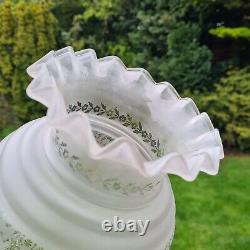 Original Victorian Beehive Tulip Glass Oil Lamp Shade Acid Etched Duplex 4 Inch