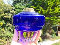 Original Victorian Cobalt Blue Glass Oil Lamp Font Screw Collar 23mm Undermount