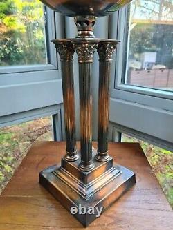 Original Victorian Copperised Brass Lampe Veritas Centre Draft Oil Lamp Chimney