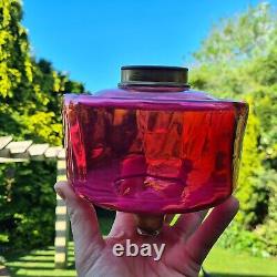 Original Victorian Cranberry Red Glass Oil Lamp Font 39mm Collar Duplex 23mm Fit