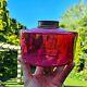 Original Victorian Cranberry Red Glass Oil Lamp Font 39mm Collar Duplex 23mm Fit