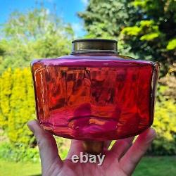 Original Victorian Cranberry Red Glass Oil Lamp Font 39mm Collar Duplex 23mm Fit