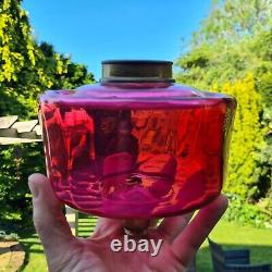 Original Victorian Cranberry Red Glass Oil Lamp Font 39mm Collar Duplex 23mm Fit