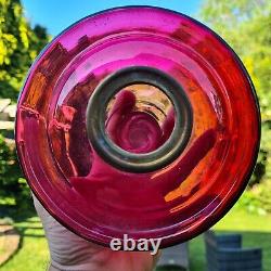 Original Victorian Cranberry Red Glass Oil Lamp Font 39mm Collar Duplex 23mm Fit