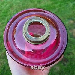 Original Victorian Cranberry Red Glass Oil Lamp Font 39mm Collar Duplex 23mm Fit