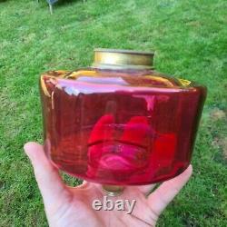 Original Victorian Cranberry Red Glass Oil Lamp Font 39mm Collar Duplex 23mm Fit