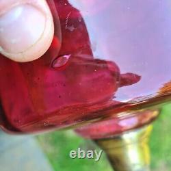 Original Victorian Cranberry Red Glass Oil Lamp Font 39mm Collar Duplex 23mm Fit