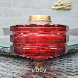 Original Victorian Cranberry Ruby Facet Cut Glass Oil Lamp Font 6.25 / 15.875cm