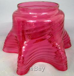 Original Victorian Cranberry Swirl Duplex Oil Lamp Chimney & Shade