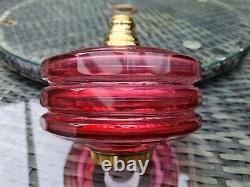 Original Victorian Cranberry glass oil lamp font 39mm duplex screw collar 3 tier