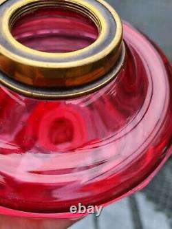 Original Victorian Cranberry glass oil lamp font 39mm duplex screw collar 3 tier