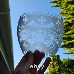 Original Victorian Cut glass Etched gas Comet oil lamp shade 4.5 inch fitter