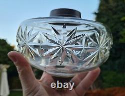 Original Victorian Deep heavy star cut glass oil lamp font 6.5 inches 23mm mount