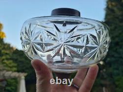 Original Victorian Deep heavy star cut glass oil lamp font 6.5 inches 23mm mount