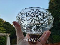 Original Victorian Deep heavy star cut glass oil lamp font 6.5 inches 23mm mount