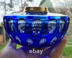 Original Victorian French Baccarat Blue Cut Glass Oil Lamp Font 21mm Undermount
