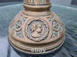 Original Victorian French Roman Grecian Brass Oil Lamp Base Facet Cut Glass Font