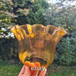 Original Victorian Golden Honey Yellow Glass Oil Lamp Shade Duplex 4 Inch 10cm