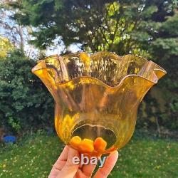 Original Victorian Golden Honey Yellow Glass Oil Lamp Shade Duplex 4 Inch 10cm