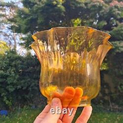 Original Victorian Golden Honey Yellow Glass Oil Lamp Shade Duplex 4 Inch 10cm