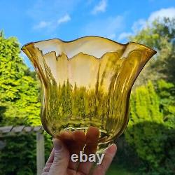 Original Victorian Golden Honey Yellow Glass Oil Lamp Shade Duplex 4 Inch 10cm