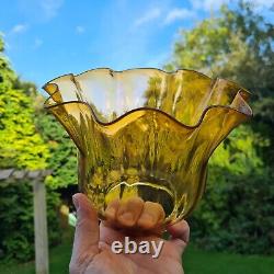 Original Victorian Golden Honey Yellow Glass Oil Lamp Shade Duplex 4 Inch 10cm