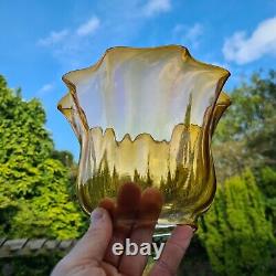 Original Victorian Golden Honey Yellow Glass Oil Lamp Shade Duplex 4 Inch 10cm