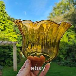 Original Victorian Golden Honey Yellow Glass Oil Lamp Shade Duplex 4 Inch 10cm