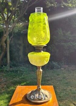 Original Victorian Green Glass Table Oil Lamp