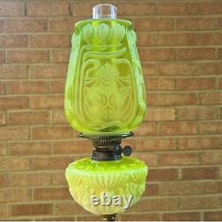 Original Victorian Green Glass Table Oil Lamp