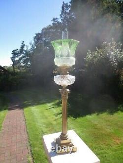 Original Victorian Green Veritas Acid Etched Duplex Tulip Oil Lamp Shade