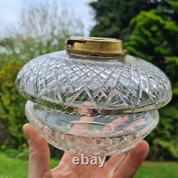 Original Victorian Heavy Lead Crystal Cut glass oil lamp font duplex 2 Tier