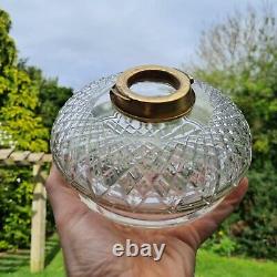 Original Victorian Heavy Lead Crystal Cut glass oil lamp font duplex 2 Tier