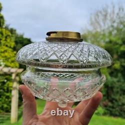 Original Victorian Heavy Lead Crystal Cut glass oil lamp font duplex 2 Tier