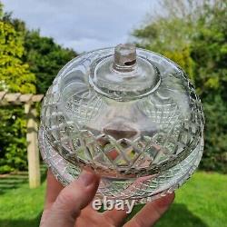 Original Victorian Heavy Lead Crystal Cut glass oil lamp font duplex 2 Tier