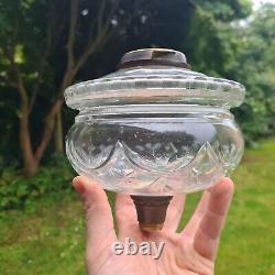 Original Victorian Heavy Lead Crystal Cut glass oil lamp font duplex 23mm