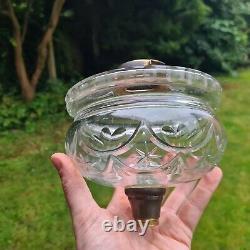 Original Victorian Heavy Lead Crystal Cut glass oil lamp font duplex 23mm