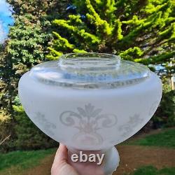 Original Victorian Hinks Facet Cut Glass Oil Lamp Shade and Font Paw Feet Base
