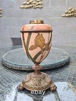 Original Victorian Messenger Macintyre Patent Oil Lamp Reeds Flowers Pottery