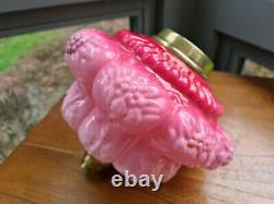 Original Victorian Pink Glass Floral Oil Lamp font 39mm collar 23mm undermount