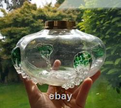 Original Victorian Tadpole Art Glass Green Oil Lamp Stuart Font Brass Base