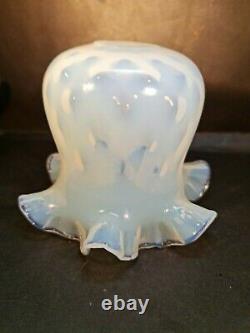 Original Victorian Vaseline Opalescent Glass Oil Lamp Light Shade C. 1890'S MINT