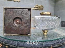 Original Victorian Very heavy Cut Glass cast brass Oil Lamp base 23mm fitter