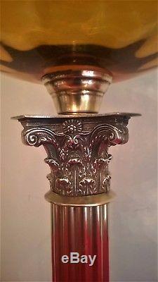 Original Victorian oil lamp with Amber glass font