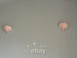 Original Vintage 60s Falks Art Deco Odeon Style Frosted Glass Pink Floral